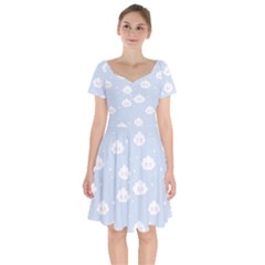 Kawaii Cloud Pattern Short Sleeve Bardot Dress by Valentinaart