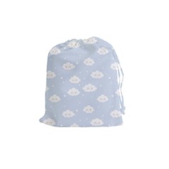 Kawaii Cloud Pattern Drawstring Pouch (medium) by Valentinaart