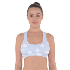 Kawaii Cloud Pattern Cross Back Sports Bra by Valentinaart