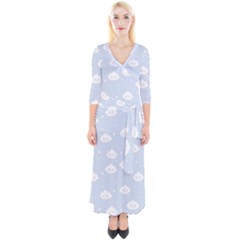 Kawaii Cloud Pattern Quarter Sleeve Wrap Maxi Dress by Valentinaart