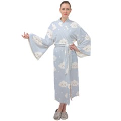 Kawaii Cloud Pattern Maxi Velour Kimono by Valentinaart