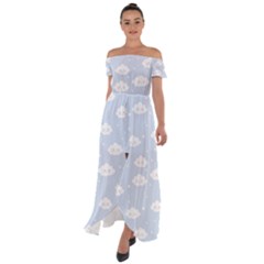 Kawaii Cloud Pattern Off Shoulder Open Front Chiffon Dress by Valentinaart