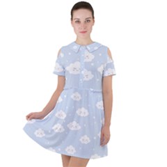 Kawaii Cloud Pattern Short Sleeve Shoulder Cut Out Dress  by Valentinaart