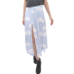 Kawaii Cloud Pattern Velour Split Maxi Skirt by Valentinaart