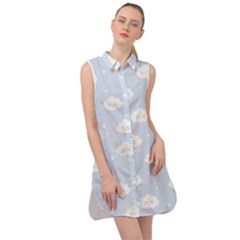 Kawaii Cloud Pattern Sleeveless Shirt Dress by Valentinaart