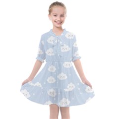 Kawaii Cloud Pattern Kids  All Frills Chiffon Dress by Valentinaart