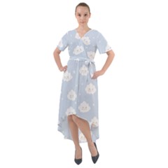 Kawaii Cloud Pattern Front Wrap High Low Dress by Valentinaart