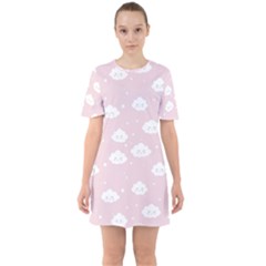 Kawaii Cloud Pattern Sixties Short Sleeve Mini Dress by Valentinaart