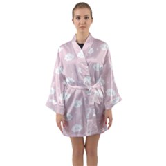 Kawaii Cloud Pattern Long Sleeve Satin Kimono