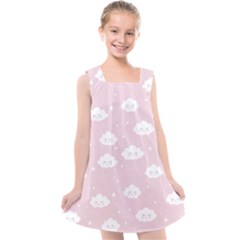 Kawaii Cloud Pattern Kids  Cross Back Dress by Valentinaart