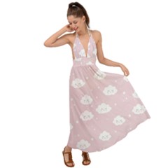 Kawaii Cloud Pattern Backless Maxi Beach Dress