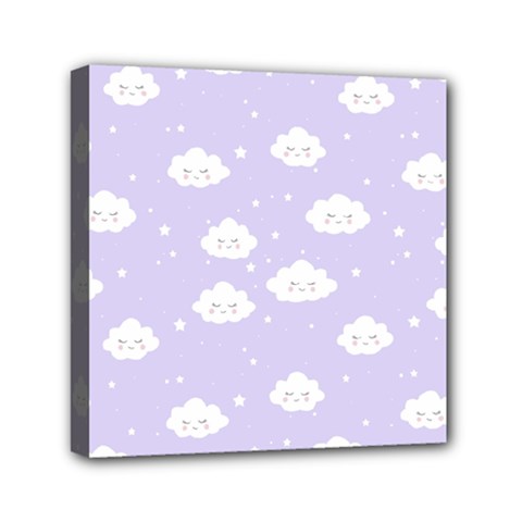 Kawaii Cloud Pattern Mini Canvas 6  X 6  (stretched) by Valentinaart