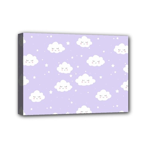 Kawaii Cloud Pattern Mini Canvas 7  X 5  (stretched) by Valentinaart