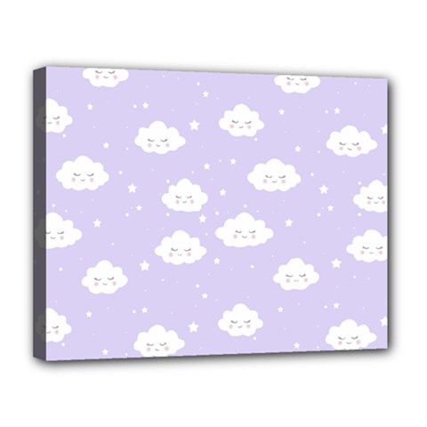 Kawaii Cloud Pattern Canvas 14  X 11  (stretched) by Valentinaart