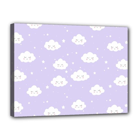 Kawaii Cloud Pattern Canvas 16  X 12  (stretched) by Valentinaart