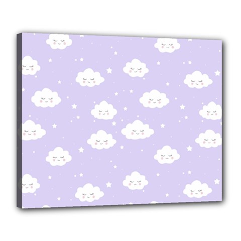 Kawaii Cloud Pattern Canvas 20  X 16  (stretched) by Valentinaart