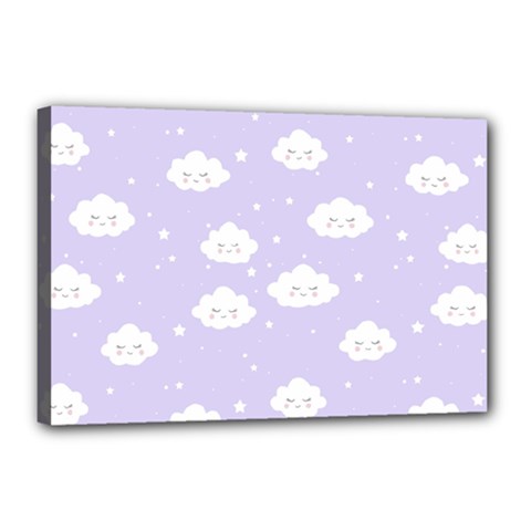 Kawaii Cloud Pattern Canvas 18  X 12  (stretched) by Valentinaart