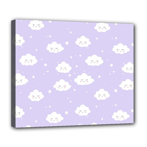 Kawaii Cloud Pattern Deluxe Canvas 24  X 20  (stretched) by Valentinaart