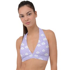 Kawaii Cloud Pattern Halter Plunge Bikini Top by Valentinaart