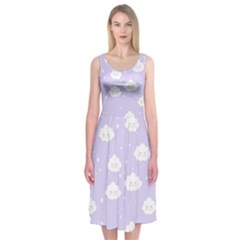 Kawaii Cloud Pattern Midi Sleeveless Dress