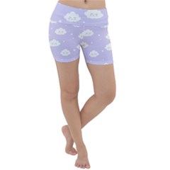 Kawaii Cloud Pattern Lightweight Velour Yoga Shorts by Valentinaart