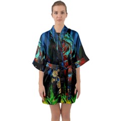 Night 1 2 Half Sleeve Satin Kimono  by bestdesignintheworld