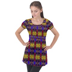 Abstract 34 Puff Sleeve Tunic Top by ArtworkByPatrick