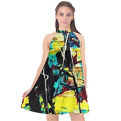 Dance Of Oil Towers 1 1 Halter Neckline Chiffon Dress 