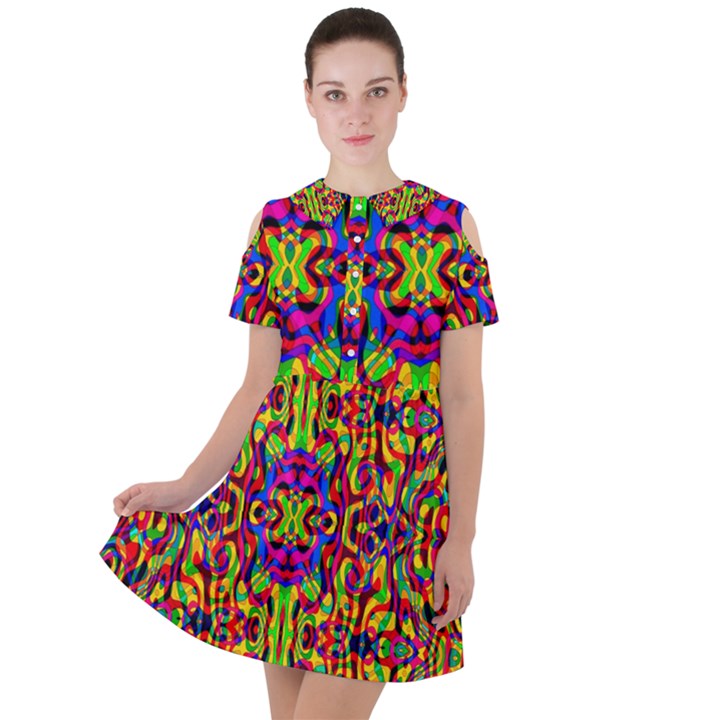 Abstract 35 Short Sleeve Shoulder Cut Out Dress 