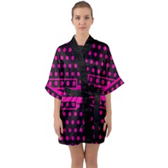 Polka Dots Two Times 8 Black Half Sleeve Satin Kimono  by impacteesstreetwearten