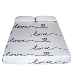 Pattern With Love Words Fitted Sheet (king Size) by Vaneshart