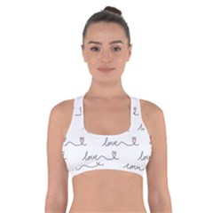 Pattern With Love Words Cross Back Sports Bra by Vaneshart