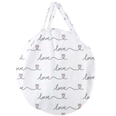 Pattern With Love Words Giant Round Zipper Tote by Vaneshart