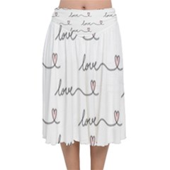 Pattern With Love Words Velvet Flared Midi Skirt by Vaneshart