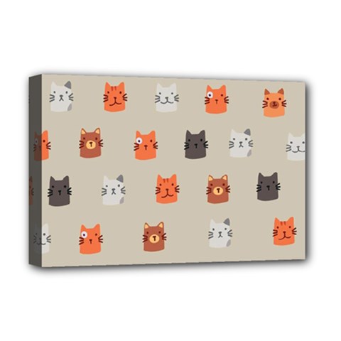 Cat Faces Pattern Deluxe Canvas 18  X 12  (stretched) by Vaneshart