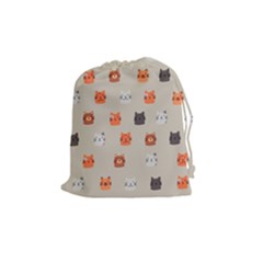 Cat Faces Pattern Drawstring Pouch (medium) by Vaneshart