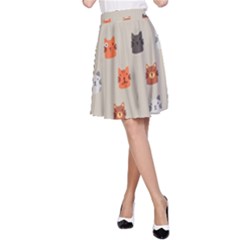 Cat Faces Pattern A-line Skirt by Vaneshart