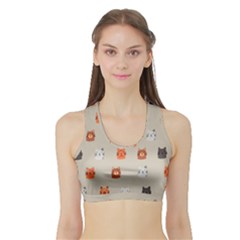 Cat Faces Pattern Sports Bra With Border by Vaneshart