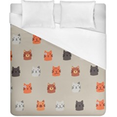 Cat Faces Pattern Duvet Cover (california King Size) by Vaneshart