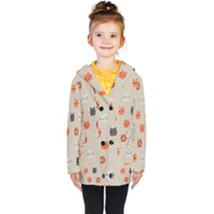 Cat Faces Pattern Kids  Double Breasted Button Coat by Vaneshart