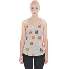 Cat Faces Pattern Piece Up Tank Top by Vaneshart