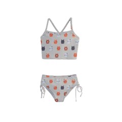 Cat Faces Pattern Girls  Tankini Swimsuit