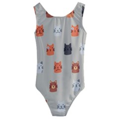 Cat Faces Pattern Kids  Cut-out Back One Piece Swimsuit by Vaneshart