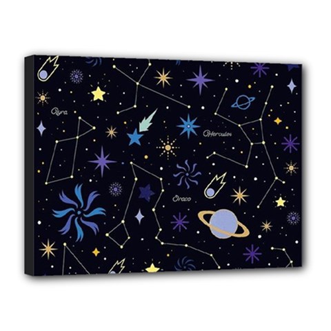 Starry Night  Space Constellations  Stars  Galaxy  Universe Graphic  Illustration Canvas 16  X 12  (stretched) by Vaneshart