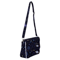 Starry Night  Space Constellations  Stars  Galaxy  Universe Graphic  Illustration Shoulder Bag With Back Zipper by Vaneshart