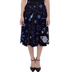 Starry Night  Space Constellations  Stars  Galaxy  Universe Graphic  Illustration Classic Midi Skirt by Vaneshart