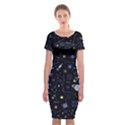 Starry Night  Space Constellations  Stars  Galaxy  Universe Graphic  Illustration Classic Short Sleeve Midi Dress View1