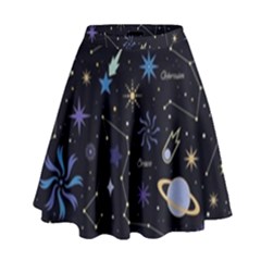 Starry Night  Space Constellations  Stars  Galaxy  Universe Graphic  Illustration High Waist Skirt by Vaneshart