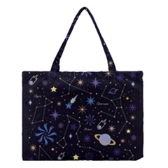 Starry Night  Space Constellations  Stars  Galaxy  Universe Graphic  Illustration Medium Tote Bag by Vaneshart