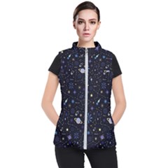 Starry Night  Space Constellations  Stars  Galaxy  Universe Graphic  Illustration Women s Puffer Vest by Vaneshart